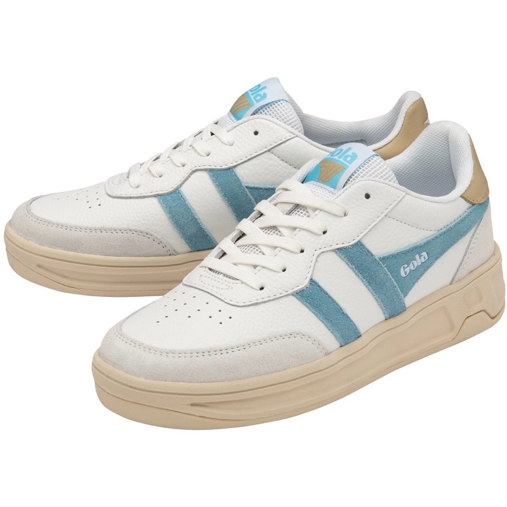 Gola Ocean, White & Oat Topspin Sneakers With Cream Sole